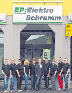 Mitarbeiter der EP: Elektro Schramm Filialen in Eisfeld und Hildburghausen.